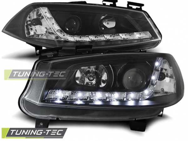 LED Tagfahrlicht Design für Scheinwerfer Renault Megane 2 02-05 schwarz